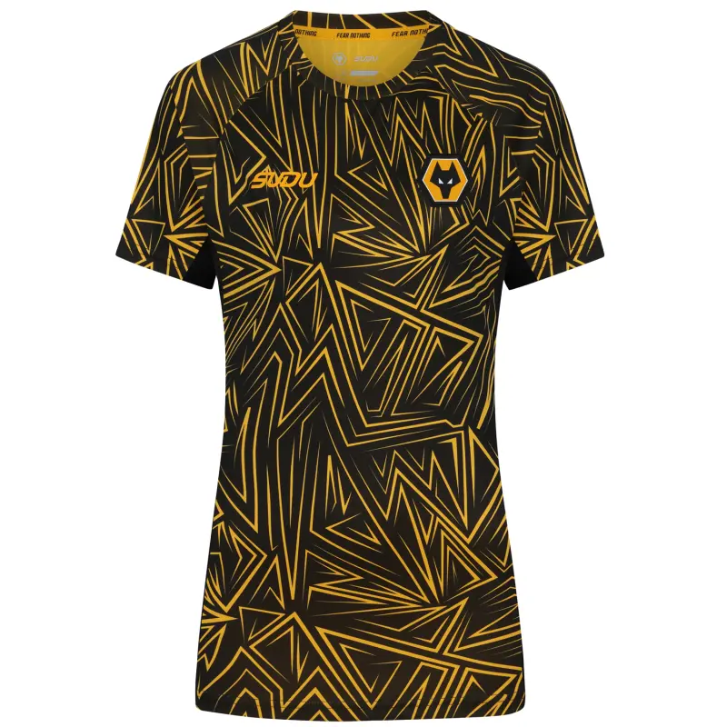 Wolverhampton Wanderers Kits Shop | 2025-26 Home Pre Match T-Shirt – Black – Womens Wolves Jerseys and Gear